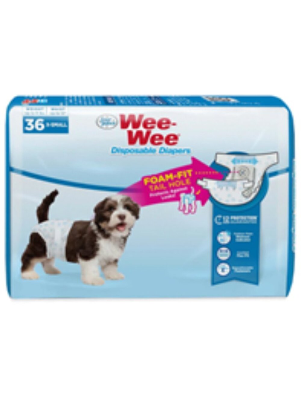 NWT ~ Wee-Wee Disposable Dog Diapers, X-Small, Waist up to 12", 36 Ct. Package